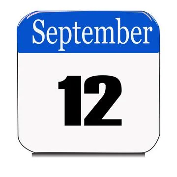 Calendar web button - The 12th of september, three-dimensional rendering, 3D Stock Illustration