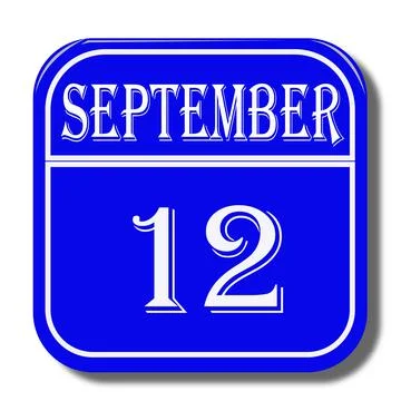 Calendar web button - The 12th of september, three-dimensional rendering, 3D Stock Illustration