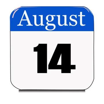 Calendar web button - The 14th of August, three-dimensional rendering, 3D ill Stock Illustration