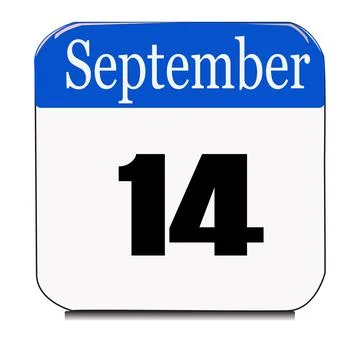 Calendar web button - The 14th of september, three-dimensional rendering, 3D Illustration