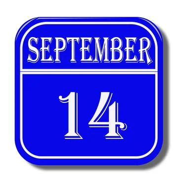 Calendar web button - The 14th of september, three-dimensional rendering, 3D Stock Illustration