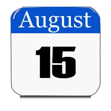 Calendar web button - The 15th of August, three-dimensional rendering, 3D ill Stock Illustration