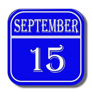 Calendar web button - The 15th of september, three-dimensional rendering, 3D Illustrazione stock
