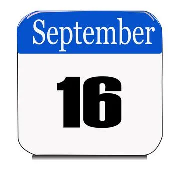 Calendar web button - The 16th of september, three-dimensional rendering, 3D Stock Illustration