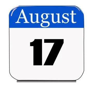Calendar web button - The 17th of August, three-dimensional rendering, 3D ill Illustration