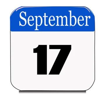 Calendar web button - The 17th of september, three-dimensional rendering, 3D Stock Illustration