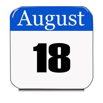 Calendar web button - The 18th of August, three-dimensional rendering, 3D ill Stock Illustration