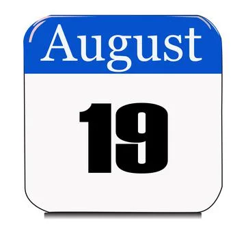 Calendar web button - The 19th of August, three-dimensional rendering, 3D ill Stock Illustration