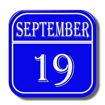 Calendar web button - The 19th of september, three-dimensional rendering, 3D Stock Illustration