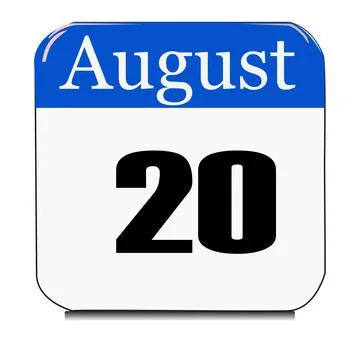 Calendar web button - The 20th of August, three-dimensional rendering, 3D ill Stock Illustration
