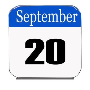 Calendar web button - The 20th of september, three-dimensional rendering, 3D Stock Illustration