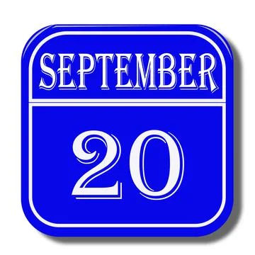 Calendar web button - The 20th of september, three-dimensional rendering, 3D Stock Illustration