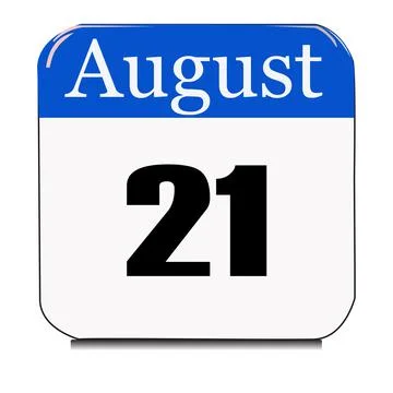 Calendar web button - The 21 of August, three-dimensional rendering, 3D illus Stock Illustration
