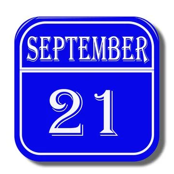 Calendar web button - The 21 of september, three-dimensional rendering, 3D il Stock Illustration
