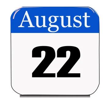 Calendar web button - The 22 of August, three-dimensional rendering, 3D illus Stock Illustration