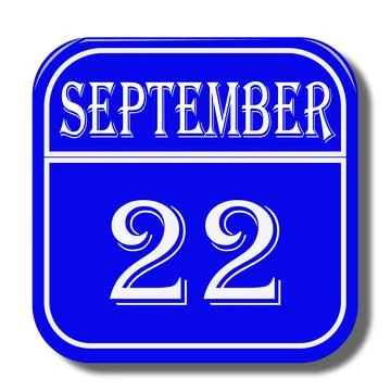 Calendar web button - The 22 of september, three-dimensional rendering, 3D il Stock Illustration