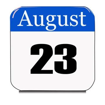 Calendar web button - The 23th of August, three-dimensional rendering, 3D ill Illustration