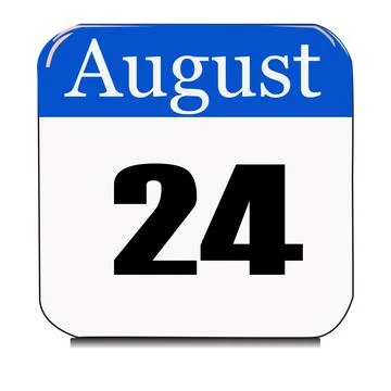 Calendar web button - The 24th of August, three-dimensional rendering, 3D ill Stock Illustration