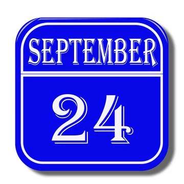 Calendar web button - The 24th of september, three-dimensional rendering, 3D Stock Illustration