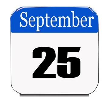 Calendar web button - The 25th of september, three-dimensional rendering, 3D Stock Illustration