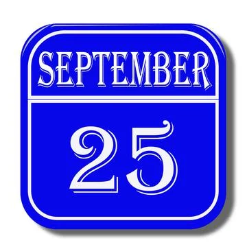 Calendar web button - The 25th of september, three-dimensional rendering, 3D Stock Illustration
