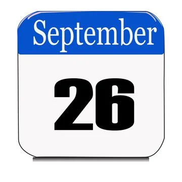Calendar web button - The 26th of september, three-dimensional rendering, 3D Stock Illustration