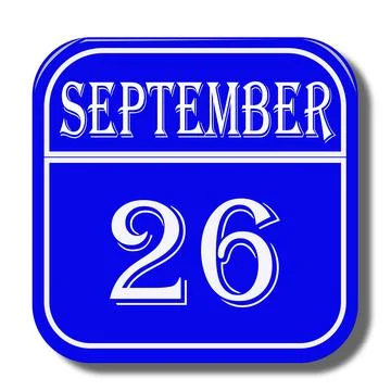 Calendar web button - The 26th of september, three-dimensional rendering, 3D Stock Illustration