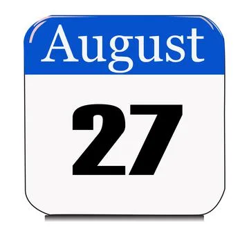 Calendar web button - The 27th of August, three-dimensional rendering, 3D ill Stock Illustration