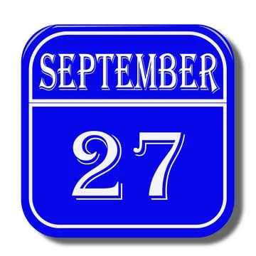 Calendar web button - The 27th of september, three-dimensional rendering, 3D Stock Illustration