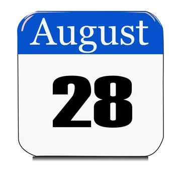 Calendar web button - The 28th of August, three-dimensional rendering, 3D ill Stock Illustration