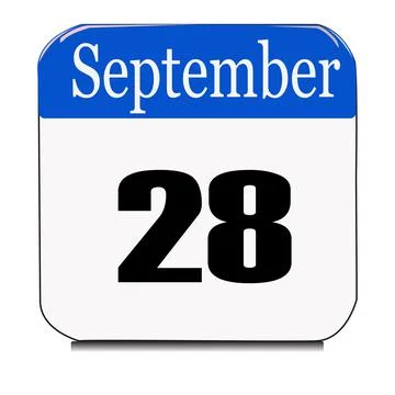 Calendar web button - The 28th of september, three-dimensional rendering, 3D Stock Illustration