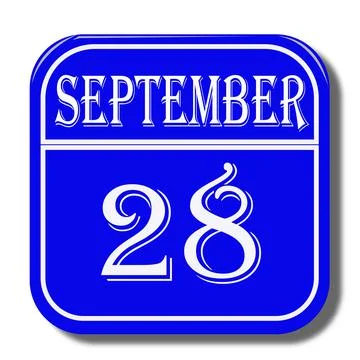 Calendar web button - The 28th of september, three-dimensional rendering, 3D Stock Illustration