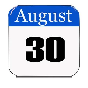 Calendar web button - The 30th of August, three-dimensional rendering, 3D ill Stock Illustration