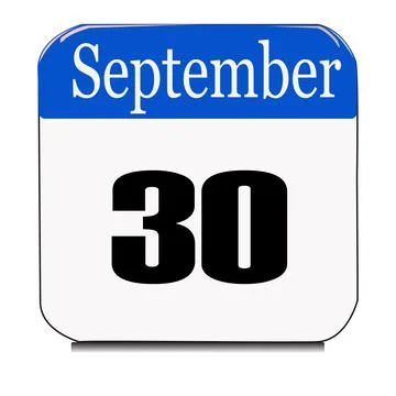 Calendar web button - The 30th of september, three-dimensional rendering, 3D Stock Illustration