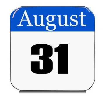 Calendar web button - The 31 of August, three-dimensional rendering, 3D illus Stock Illustration