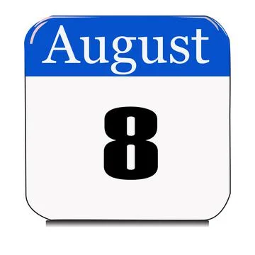 Calendar web button - The eight of August, three-dimensional rendering, 3D il Stock Illustration