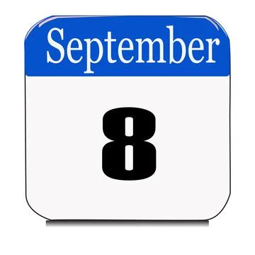Calendar web button - The eight of september, three-dimensional rendering, 3D Stock Illustration