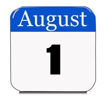 Calendar web button - The first of August, three-dimensional rendering, 3D il Stock Illustration