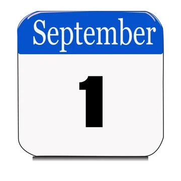 Calendar web button - The first of september, three-dimensional rendering, 3D Stock Illustration