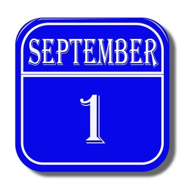 Calendar web button - The first of september, three-dimensional rendering, 3D Stock Illustration