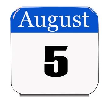 Calendar web button - The five of August, three-dimensional rendering, 3D ill Stock Illustration