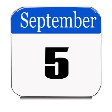 Calendar web button - The five of september, three-dimensional rendering, 3D Stock Illustration