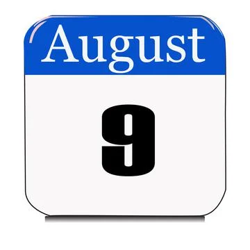 Calendar web button - The ninth of August, three-dimensional rendering, 3D il Stock Illustration