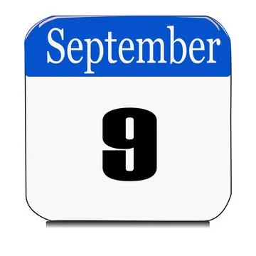 Calendar web button - The ninth of september, three-dimensional rendering, 3D Stock Illustration