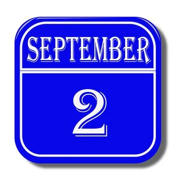 Calendar web button - The second of september, three-dimensional rendering, 3 Stock Illustration