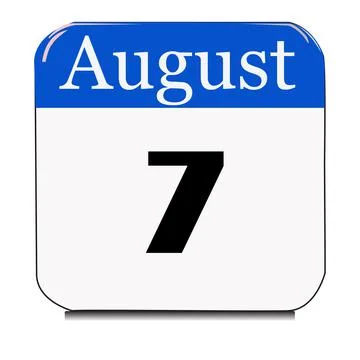 Calendar web button - The seven of August, three-dimensional rendering, 3D il Illustrazione stock