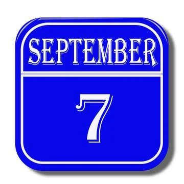 Calendar web button - The seven of september, three-dimensional rendering, 3D Stock Illustration