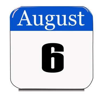 Calendar web button - The sixth of August, three-dimensional rendering, 3D il Stock Illustration
