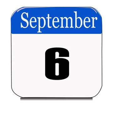Calendar web button - The sixth of september, three-dimensional rendering, 3D Stock Illustration