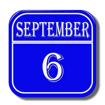 Calendar web button - The sixth of september, three-dimensional rendering, 3D Stock Illustration
